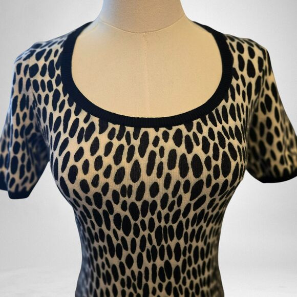 Ann Taylor Size XSP Dress Knit Black and White Spots and Stripes - Picture 8 of 9